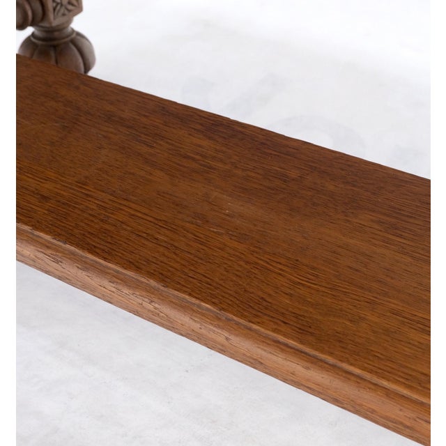 Arts & Crafts Heavily Fine Carved Oak Small Partners Desk Console Writing Table Mint For Sale - Image 3 of 18