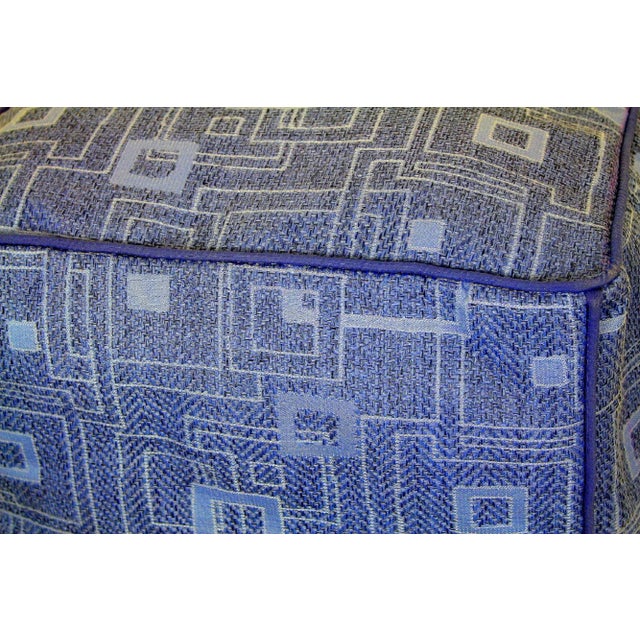 Handwoven Lattice Cube Pouf Ottoman With Piping For Sale - Image 4 of 13