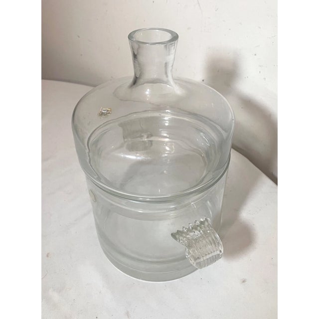 Rare Antique Hand Blown Romanian Glass Ice Bucket Chamber Decanter Combo Cooler For Sale - Image 9 of 10