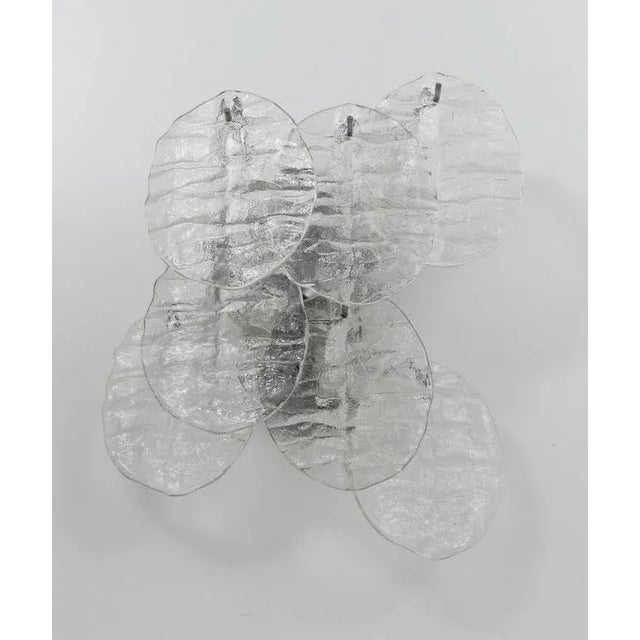 Blatt Ice Glass Disc Sconce by J. T. Kalmar for Kalmar, Austria, 1960s For Sale - Image 3 of 11