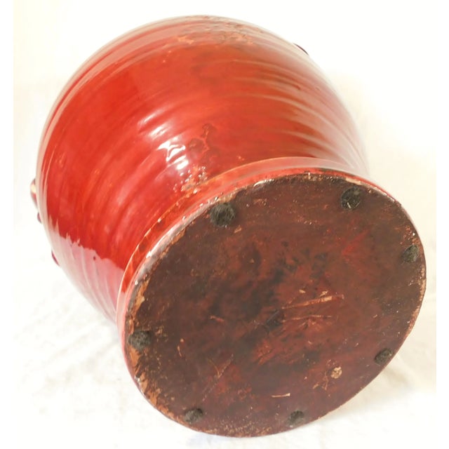 Large Oversized Vintage Italian Red Ceramic Twist Handle Pitcher Floor Vase For Sale - Image 11 of 11