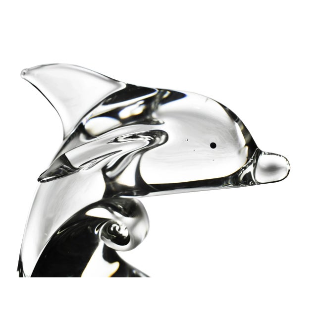 Vintage Hand Blown Dolphin on Ocean Wave Sculpture For Sale - Image 4 of 7