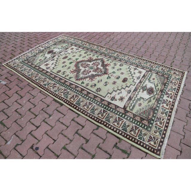 Turkish 1980s Turkish Green Oriental Rug For Sale - Image 3 of 10