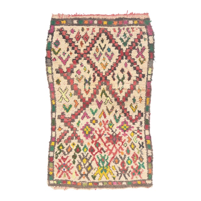 Vintage Azilal Boucherouite Moroccan Rug, 03'02 X 05'06 For Sale