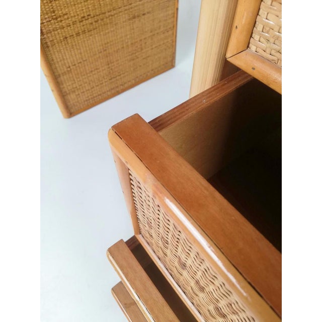 Vintage Italian Writing Desk with Drawers in Bamboo, Rattan and Plywood, 1970s For Sale - Image 10 of 18