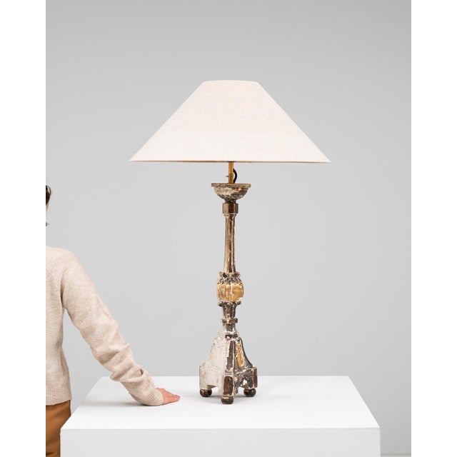 Wood 19th Century French Wooden Table Lamp For Sale - Image 7 of 12