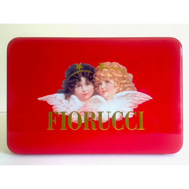 Vintage 1980s Fiorucci New Wave Italian Fashion Cherub Angels Post Modern Red Tin Metal Box For Sale - Image 13 of 13