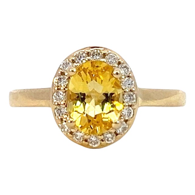 Natural Citrine Diamond Ring 6.5 14k Yellow Gold 1.74 TCW Certified For Sale
