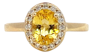 Natural Citrine Diamond Ring 6.5 14k Yellow Gold 1.74 TCW Certified