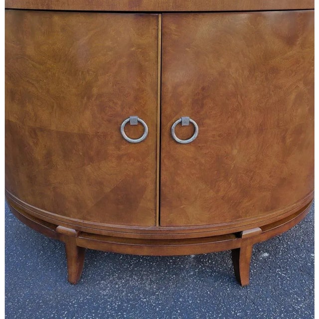 Brown Century Furniture Omni Collection Burl Walnut Demilune Cabinet For Sale - Image 8 of 8