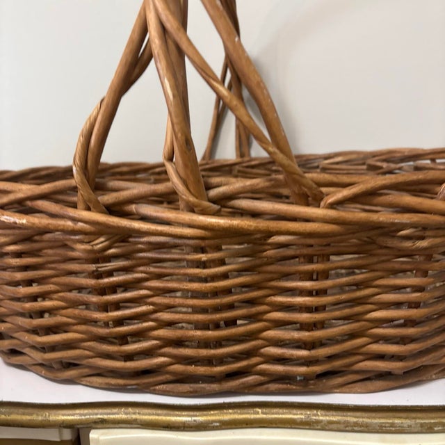 Brown XXL Vintage Antique Gathering Basket For Sale - Image 8 of 9