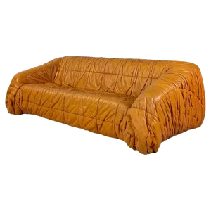 Italian Modern Caramel Leather Piumino Sofa attributed to De Pas, Durbino & Lomazzi, 1970s
