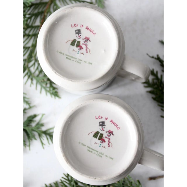 Farmhouse Vintage Let It Snow Christmas Mugs Pair For Sale - Image 3 of 7