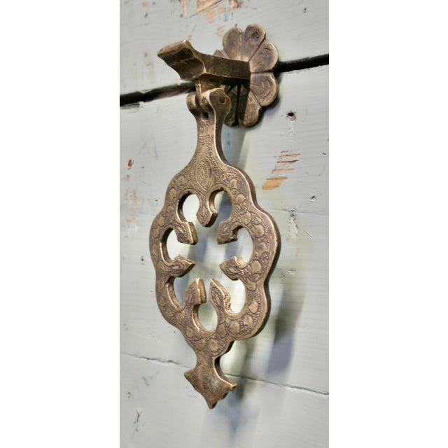 Large 19th Century Pierced Brass Door Knocker For Sale - Image 3 of 7