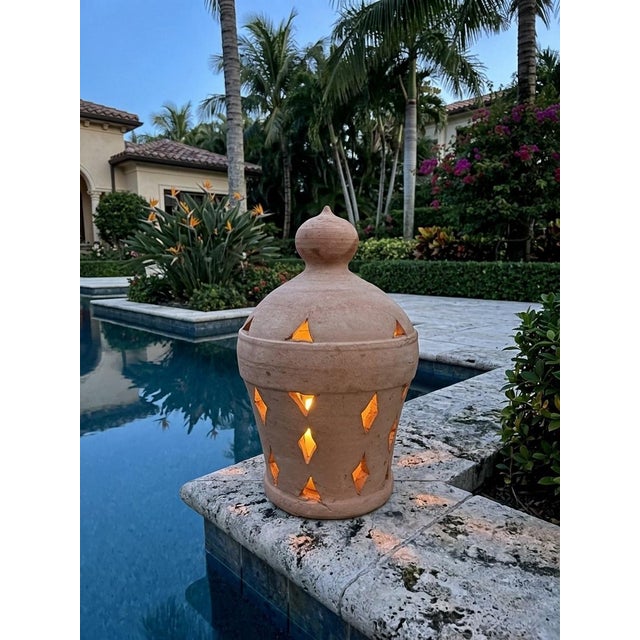 Vintage Moroccan Hand-Formed Terracotta Pierced Lantern For Sale - Image 10 of 12