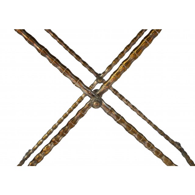 1950s Silvered Bronze Tray Table with Faux Bamboo Stand, 1950s For Sale - Image 5 of 7