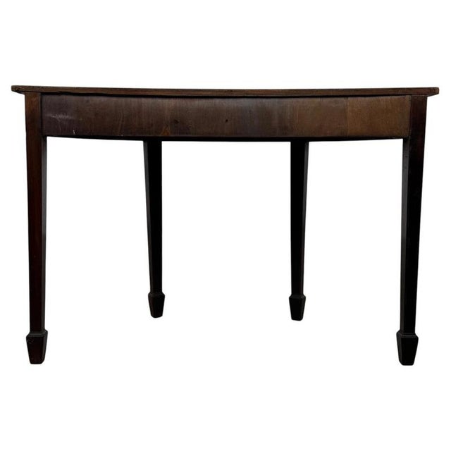 Wood Antique 19th Century Mahogany Demi-Lune Side Table For Sale - Image 7 of 8
