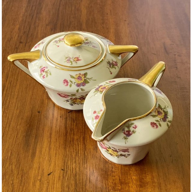 Cream Vintage Limoges Ch Field Haviland Cream & Sugar Bowl Set, Finest French Ivory China with Rose Pattern For Sale - Image 8 of 13