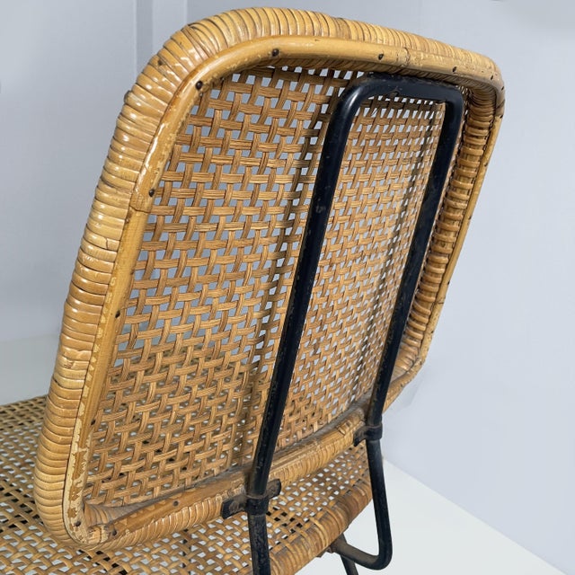 Italian Modern Rattan and Black Metal Chairs, 1960s, Set of 6 For Sale - Image 10 of 13