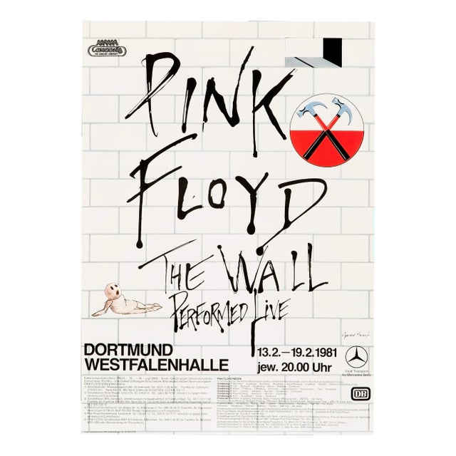 Pink Floyd "The Wall" Original Vintage Tour Poster for Dortmund, Germany, 1981 For Sale