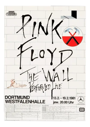 Pink Floyd "The Wall" Original Vintage Tour Poster for Dortmund, Germany, 1981