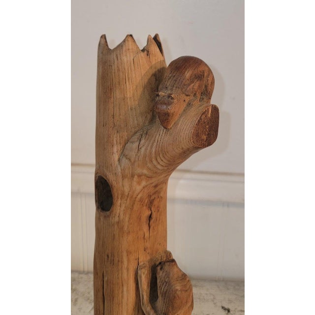 Folk Art Mid 20th Century Dog Chasing a Beaver Up a Tree Sculpture For Sale - Image 3 of 7