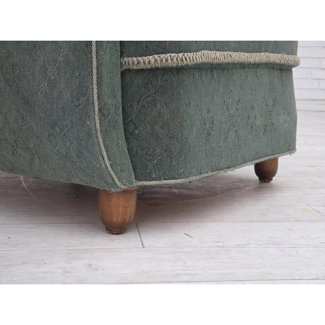 Vintage Danish Lounge Chair in Light Green Furniture Wool, 1960s For Sale - Image 6 of 18