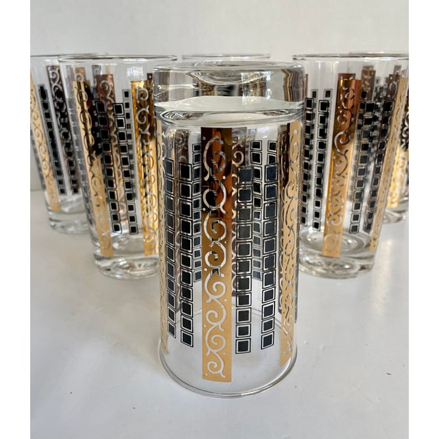 Vintage Black and Gold Tall Tumbler Glasses Set of 6 Chairish