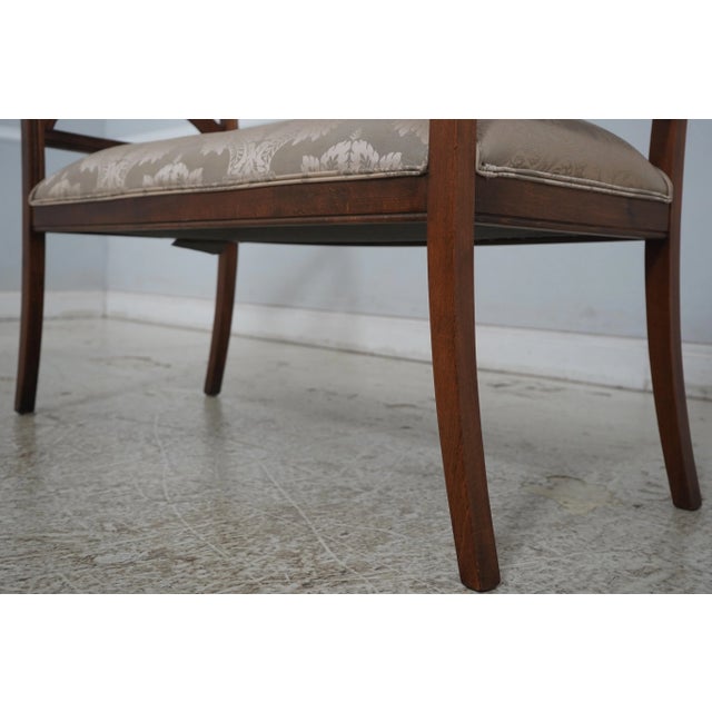Ethan Allen Damask Upholstered Seat Regency Bench For Sale In Philadelphia - Image 6 of 13