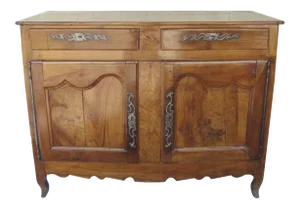 French Fruitwood Commode Two Drawers Two Doors Iron Hardware