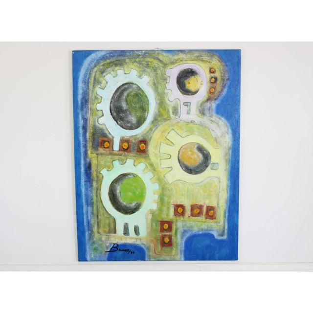 Mid-Century Modern Mid Century Abstract Acrylic Painting For Sale - Image 3 of 3