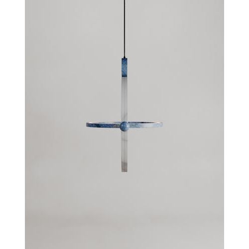 Limited edition, blue white marble stone ring-shaped gaïa lamp, esther knopfler dimensions: l 80 x w 116 x h 120 cm....