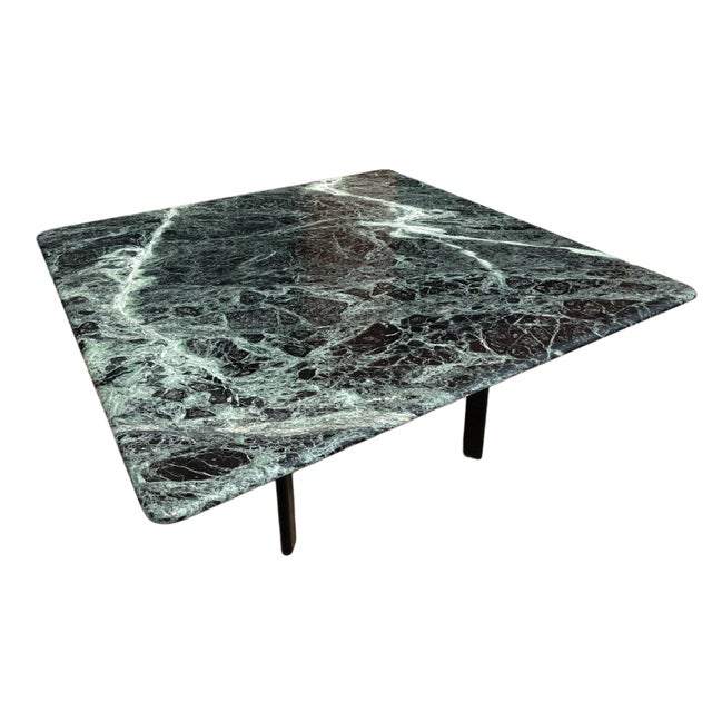 1980's Joseph D'urso High Table with Green Calacatta Marble. Produced in collaboration with Knoll International. Knoll...