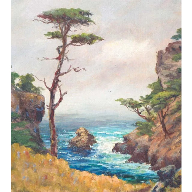 'Carmel Coast' by Francis Harvey Cutting, 1932-1948; California Plein Air Impressionist Oil, Oakland Museum For Sale - Image 4 of 4