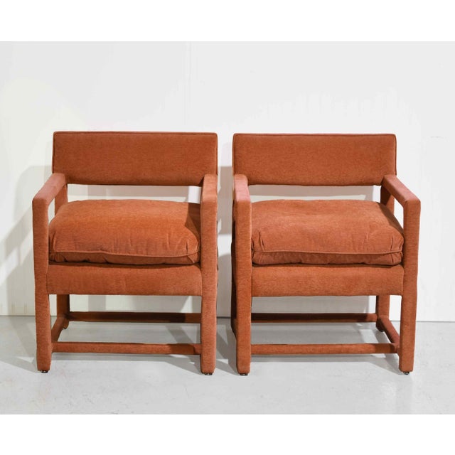 1970s 1970s Hollywood Regency Milo Baughman Style Parsons Geometric Armchairs - Set of 2 For Sale - Image 5 of 9
