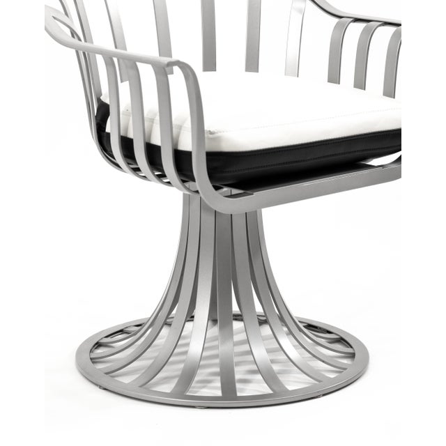 Metal Pair of Reversible Cushion Patio Chairs in the Style of Russel Woodard For Sale - Image 7 of 9