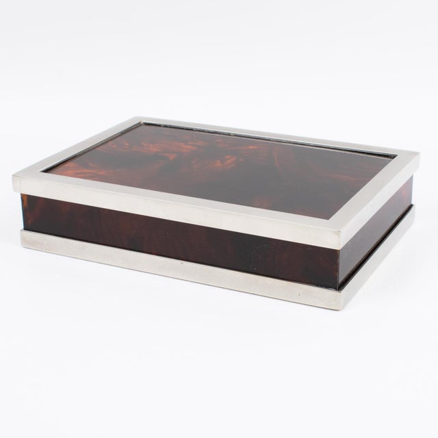 Maison Mercier Tortoiseshell Lucite and Chrome Box, circa 1970 For Sale - Image 10 of 11