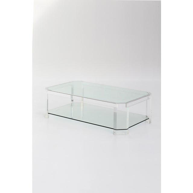 Glass Modernist Transparent Coffee Table attributed to David Lange, 1970s For Sale - Image 7 of 7