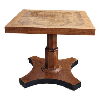 Mid 20th Century Baker Furniture Neoclassical Book-Matched Walnut Pedestal Side Table For Sale