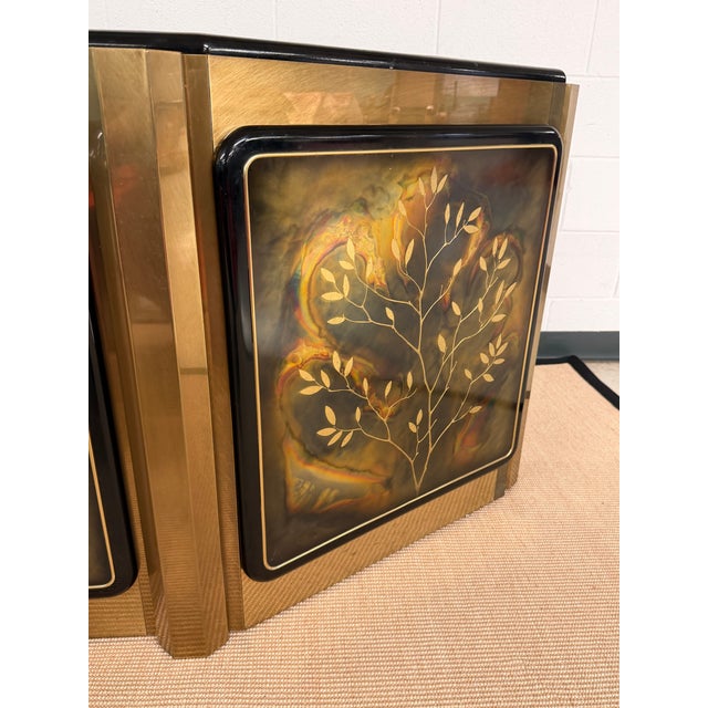 Mastercraft 1970’s “Tree of Life” Shaved Corner Console Cabinet by Bernhard Rhône for Mastercraft For Sale - Image 4 of 12