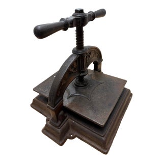 French Black and Gilt Wrought Iron Book Binding Press For Sale
