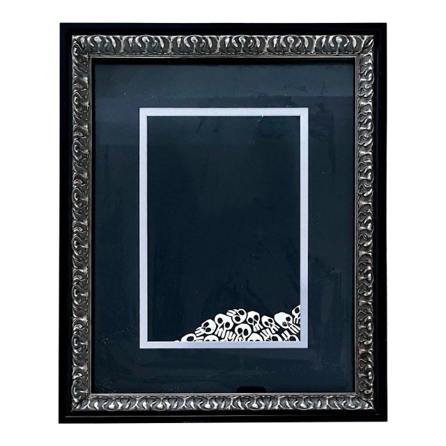 Black and White Minimalist Print with Skulls For Sale