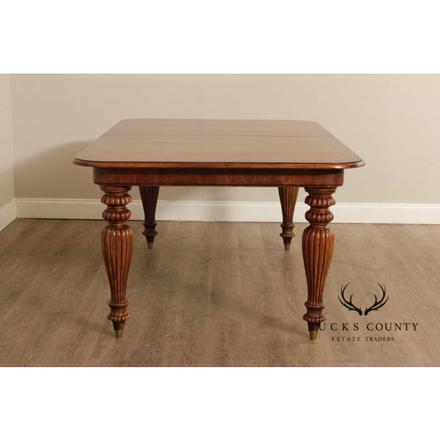 Wood Henredon Somerton Banded Mahogany Rectangular Dining Table With Fluted Legs For Sale - Image 7 of 18