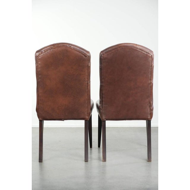 Chesterfield Dining Chairs in Cowhide Leather, Set of 6 For Sale - Image 4 of 14