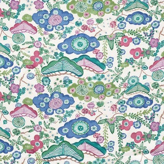 Sample - Schumacher Yume Fabric in Emerald For Sale