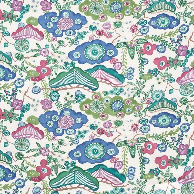 Sample - Schumacher Yume Fabric in Emerald For Sale