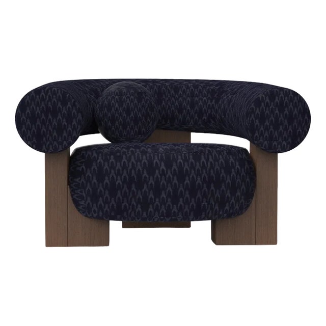 Cassette Armchair in Baldac Blue and Smoked Oak by Alter Ego for Collector For Sale