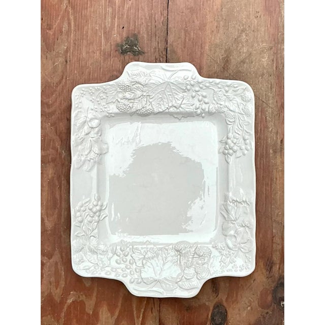 Vintage Italian Embossed Ceramic Tray For Sale - Image 9 of 13