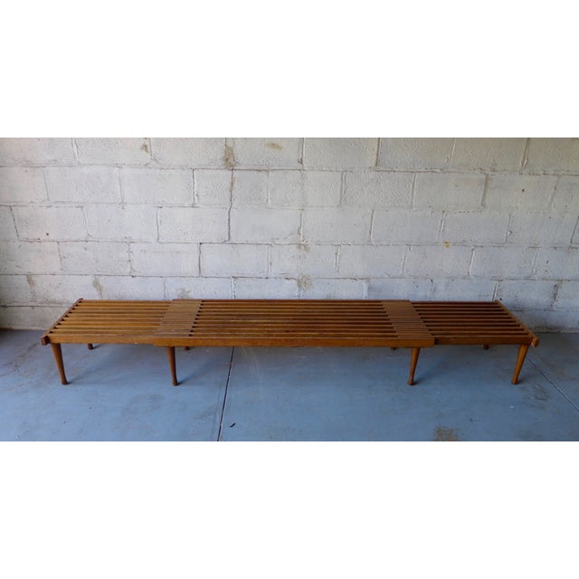 Mid Century Modern Expandable Slat Bench