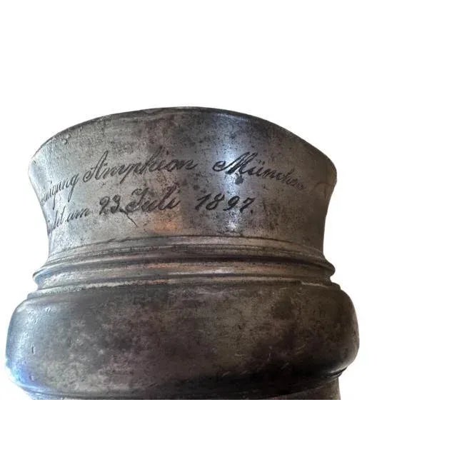 Late 19th Century Circa 1897 Steer Horn Trophy With Pewter For Sale - Image 5 of 6